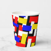 赤、黄、黒、青、緑のブロック 紙コップ (正面)