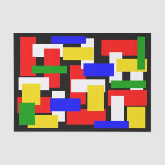 赤、黄、黒、青、緑のブロック 薄葉紙 (正面)