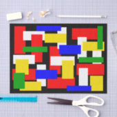 赤、黄、黒、青、緑のブロック 薄葉紙 (クラフト)