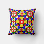 赤、黄、黒、青、緑の幾何学模様 クッション (裏面)