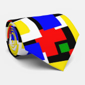 赤、黄、黒、青、緑の幾何学模様 ネクタイ (ロール)