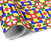 赤、黄、黒、青、緑の幾何学模様 ラッピングペーパー (ロールコーナー)