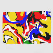 赤、黄、黒、青、緑の渦巻き ゴルフタオル (横)