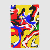 赤、黄、黒、青、緑の渦巻き ゴルフタオル (正面)