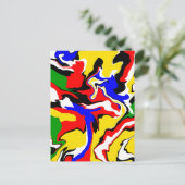 赤、黄、黒、青、緑の渦巻き ポストカード (スタンド正面)