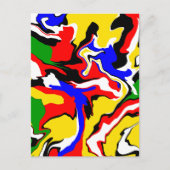 赤、黄、黒、青、緑の渦巻き ポストカード (正面)