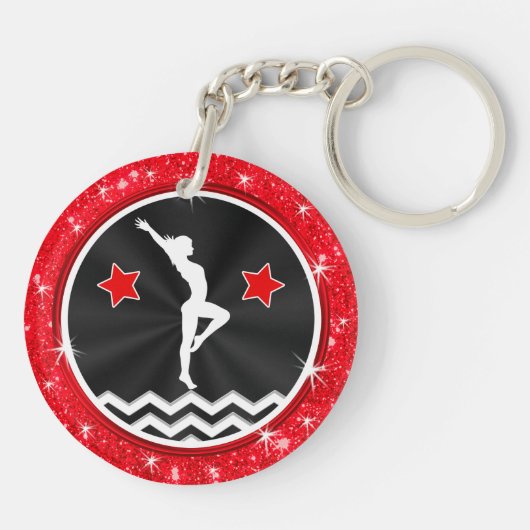 赤、黒と白、格安、体操チームのギフト キーホルダー (裏面)