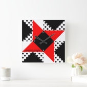 赤/黒の翼の付いた正方形の壁の時計 スクエア壁時計 (ホーム)