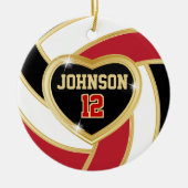 赤、黒エレガント色、金ゴールドバレーボールセラミックホーン セラミックオーナメント (正面)