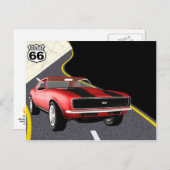 赤/黒カマロ車 – 車/父の日 ポストカード (正面/裏面)