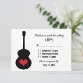 赤/黒ギターハート応答カード 出欠カード (スタンド正面)