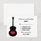 赤/黒ギターハート応答カード 出欠カード (正面/裏面)