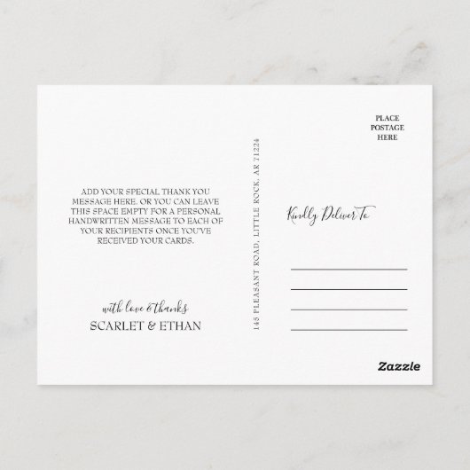 赤・黒ゴシックの花ハート結婚お礼 ポストカード (裏面)