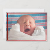 赤/黒ストライプのテキサス州撮影ベビー 案内状 (裏面)