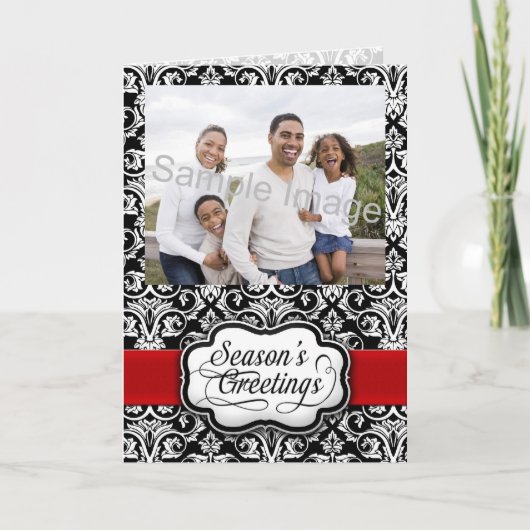 赤/黒ダマスコホリデー シーズンカード (正面)