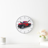 赤/黒トラック時計 ラウンド壁時計 (ホーム)