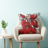 赤/黒フローラ水彩枕 クッション (椅子)
