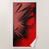 赤&黒モダンビーチまたはバスタオル ビーチタオル (正面)