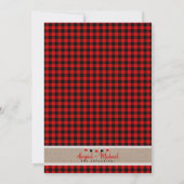 赤+黒男の赤ちゃんプレイドランバージャックベビーシャワー 招待状 (裏面)