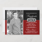 赤/黒銀プレート卒業招待状 招待状 (正面)