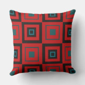 赤、黒、およびターコイズの幾何学的 クッション (裏面)