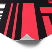 赤、黒、および白のジオメトリパターン ポスター (角)