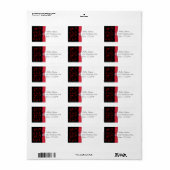 赤、黒、および白のフローラ差出人住所ラベル ラベル (フルシート)