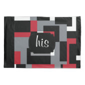 赤、黒、および白の抽象芸術パターン 枕カバー (裏面-左)