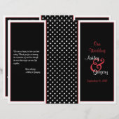 赤、黒、および白の水玉模様結婚式 プログラム (正面/裏面)