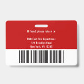 赤、黒、および白の消防士の写真ID バッジ (Back)