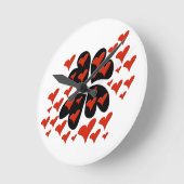 赤（黒）のハート ラウンド壁時計 (傾斜)