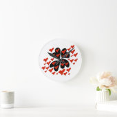赤（黒）のハート ラウンド壁時計 (ホーム)
