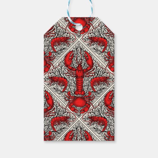 赤、黒、アイボリーの甲殻類 ギフトタグ (正面)