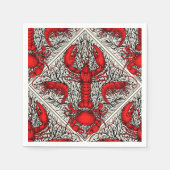 赤、黒、アイボリーの甲殻類 スタンダードカクテルナプキン (正面)