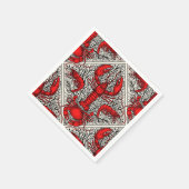 赤、黒、アイボリーの甲殻類 スタンダードカクテルナプキン (角)