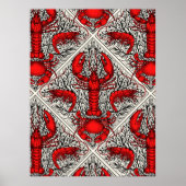 赤、黒、アイボリーの甲殻類 ポスター (正面)