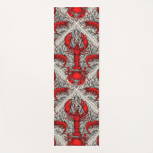 赤、黒、アイボリーの甲殻類 ヨガマット (正面)