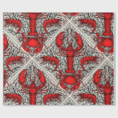 赤、黒、アイボリーの甲殻類 ラッピングペーパー (フラット)