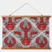 赤、黒、アイボリーの甲殻類 吊り下げ型タペストリー (正面)