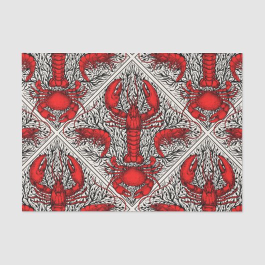 赤、黒、アイボリーの甲殻類 薄葉紙 (正面)