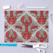 赤、黒、アイボリーの甲殻類 薄葉紙 (クラフト)