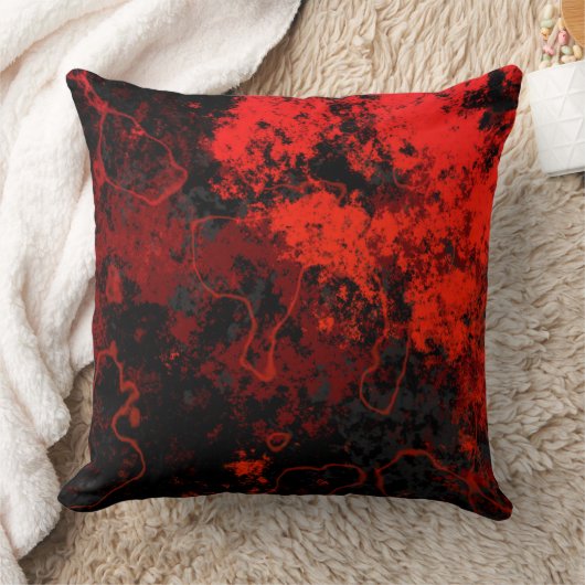 赤、黒、グレーの大理石抽象芸術 クッション (ブランケット)