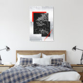 赤、黒、グレーの抽象芸術の幾何学模様 キャンバスプリント (インサイチュ (寝室))