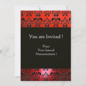 赤  黒  ダマスク モノグラム ,  真っ白 招待状 (裏面)