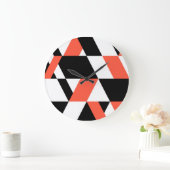 赤 – 黒、トレンディー、都モダン市のジオメトリデザイン ラージ壁時計 (ホーム)
