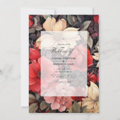赤、黒、トープ結婚フローラ 招待状 (正面)
