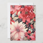 赤、黒、トープ結婚フローラ 招待状 (裏面)