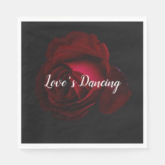 赤、黒、バラ スタンダードランチョンナプキン (正面)