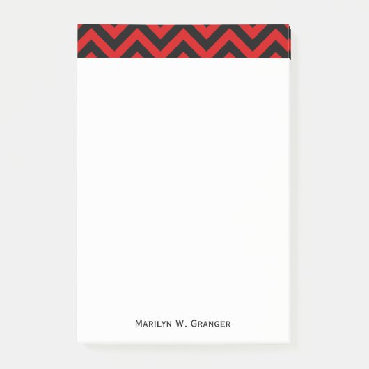 赤、黒、大シェブロン、ジグザグパターン ポストイット (正面)