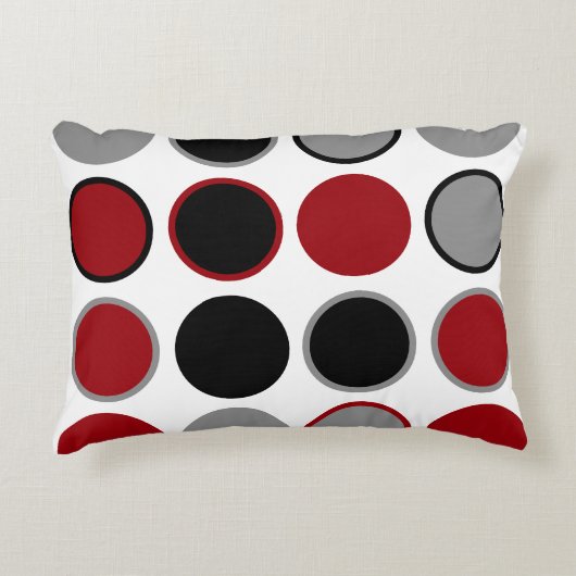赤、黒、灰色の円 アクセントクッション (正面)
